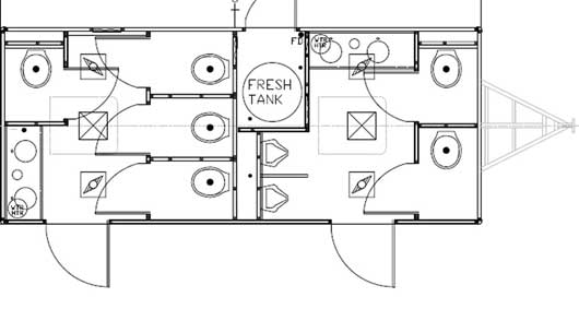 Eight-Stall Restroom Trailers for rent in East Texas